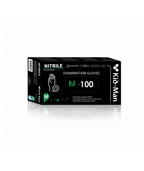 NITRILE EXAMINATION GLOVES, size M, black, pack